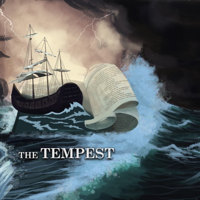 Image of a ship through stormy waves